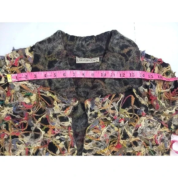 Vtg CANVASBACKS Blazer‎ Wool Boho Avant Garde Abstract Mohair Wearable Art sz 8 - Picture 9 of 11